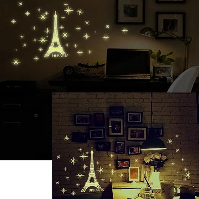 Творческий DIY светится в темноте светящийся Париж Эйфелева башня наклейки на