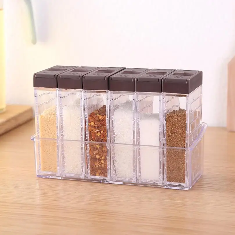 Акриловая прозрачная банка для специй цветная крышка коробка приправ 6 шт./компл.