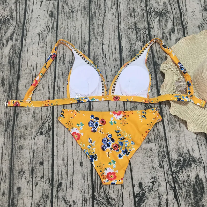 2018 Newest Micro Bikini Swimwear Women Swimsuit Bathing Suit Brazilian Bikinis Set Floral Printed Padded Beachwear |
