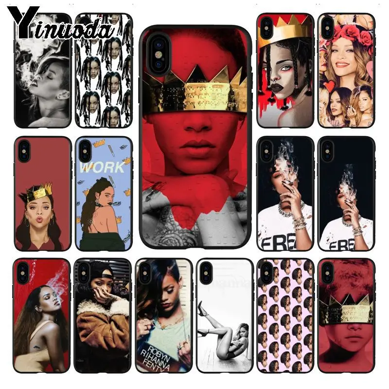 Yinuoda Rihanna черный мягкий чехол из ТПУ для телефона iPhone 5 5Sx 6 7 plus 8 Plus X XS MAX XR coque