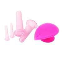 5pcs silicone face cupping cups jar vacuum cans facial lifting body eye back massagecleansing brush anti cellulite massager