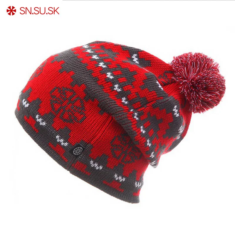 Брендовые зимние теплые лыжные шапки SN.SU.SK для сноуборда Зимние Вязаные Лыжные