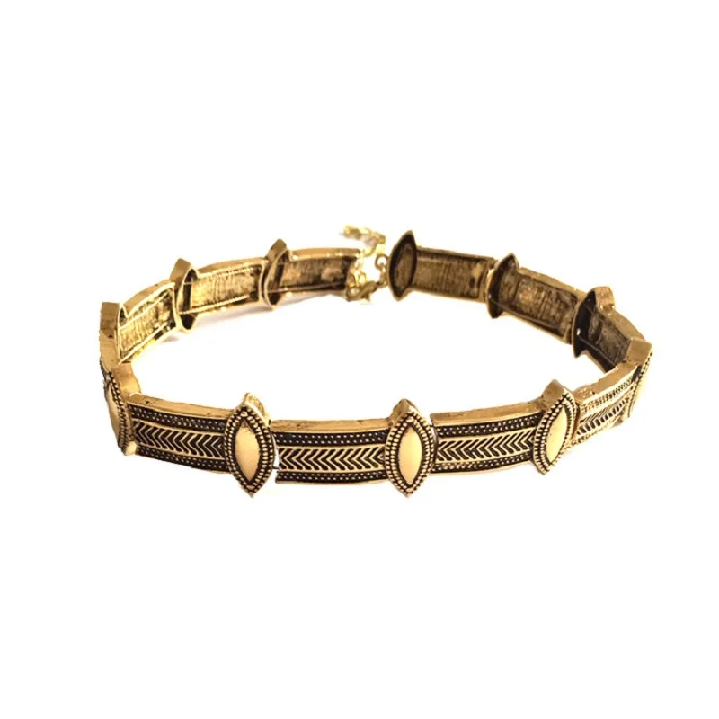 Ancient gold LZHLQ георметрическое металлическое панковое ожерелье Трендовое женское покрытие Торки вырезанное из дерева ожерелье Винтажные Ювелирные украшения заявление - Окраска металла: Ancient gold
