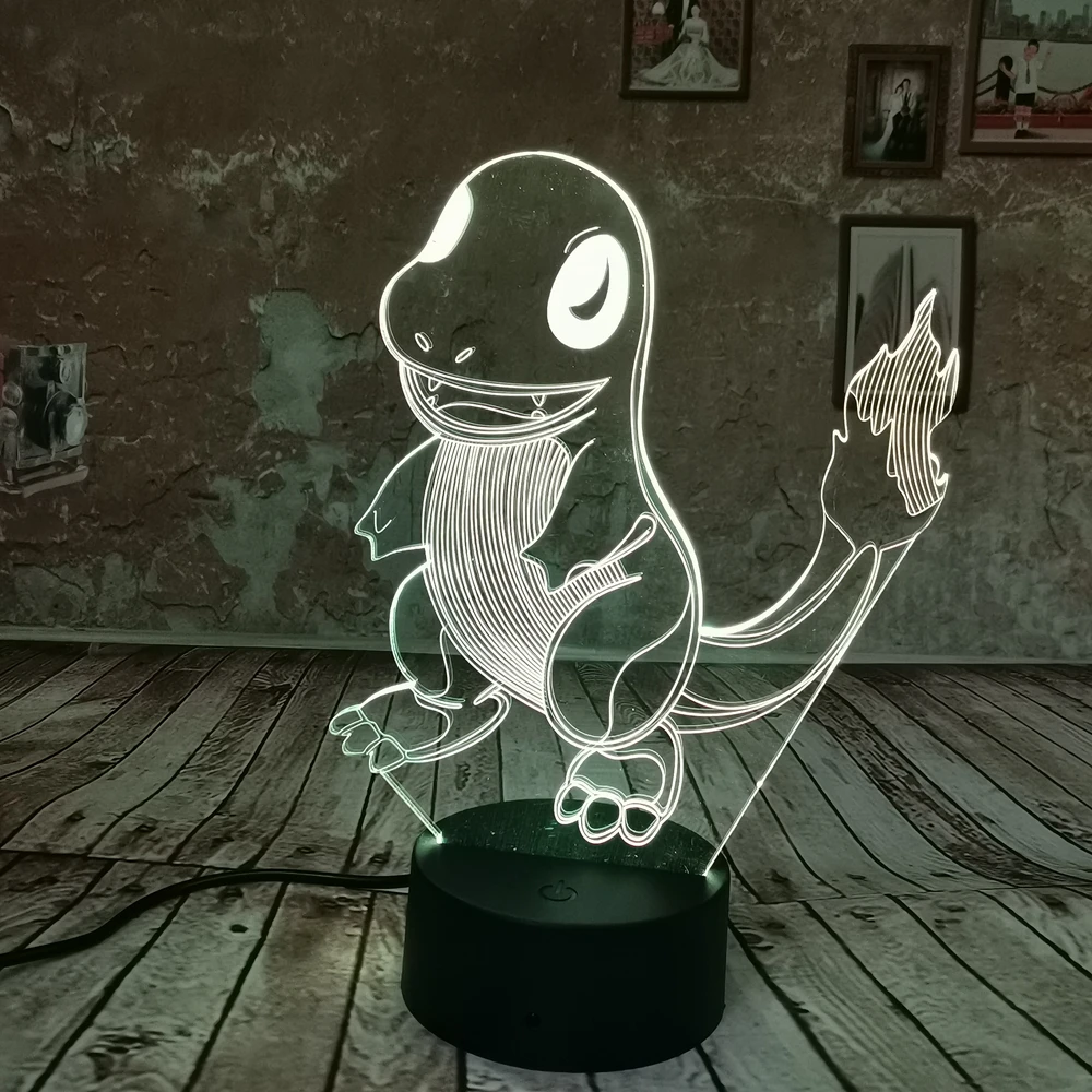 Дропшиппинг 3D Charmander 7 цветов градиент Иллюзия фантазия креативный ночник Покемон
