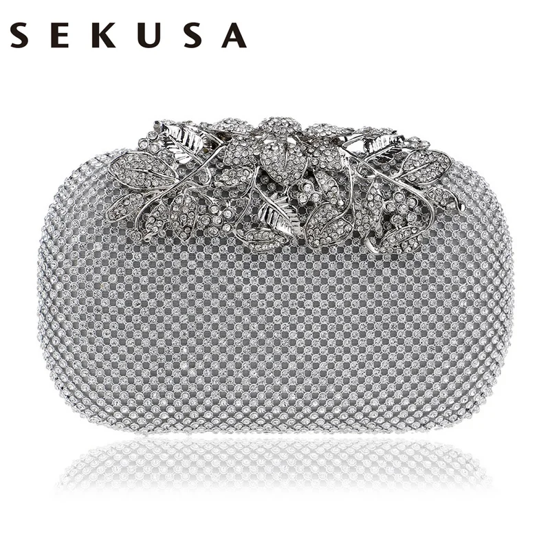 Sekusa Роскошный металлический лист бриллиантами Для женщин Вечерние сумки