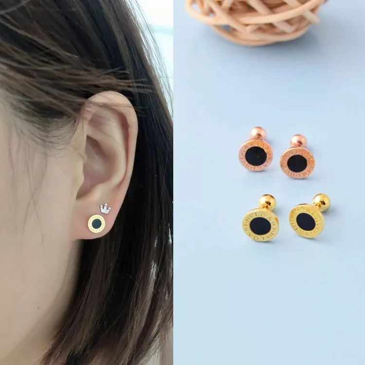 Серьги из стерлингового серебра S925 пробы модные круглые серьги-гвоздики с