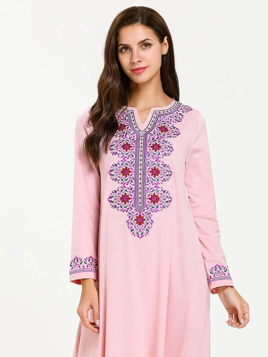 as picture color Женское длинное платье Абая Мусульманская свободная нация кафтан Jilbab коктейльное женское платье макси Arab D1234 - Цвет: as picture color