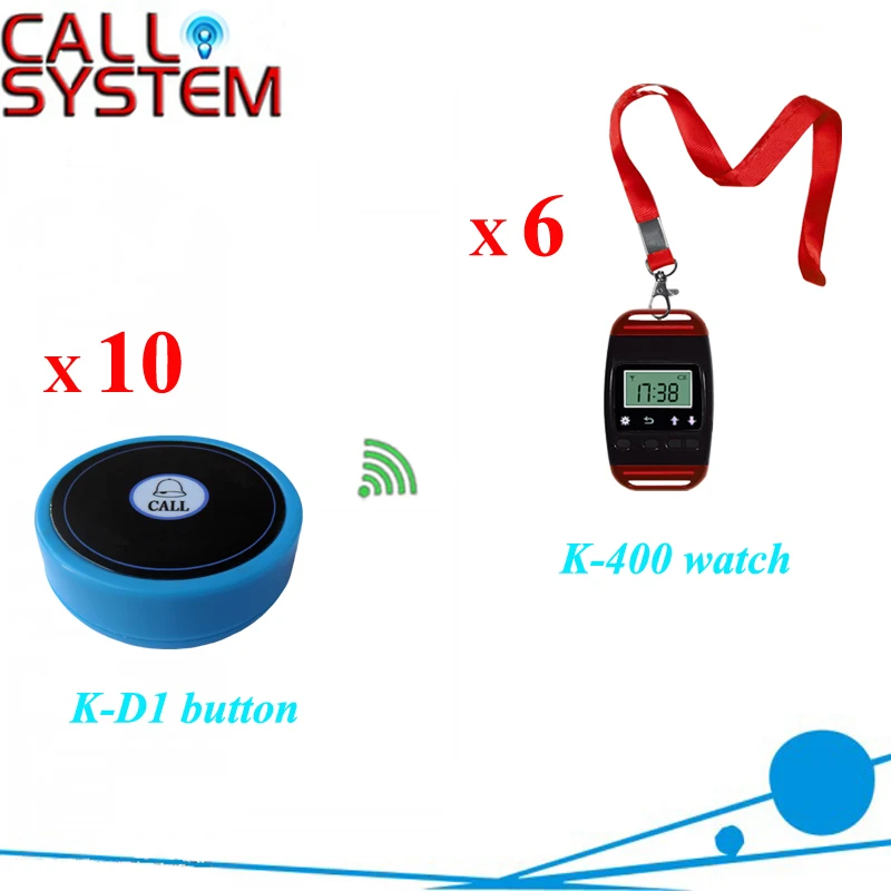 

Hospital nurse call system 10pcs bell buzzer with 6pcs watch receiver can hang on neck