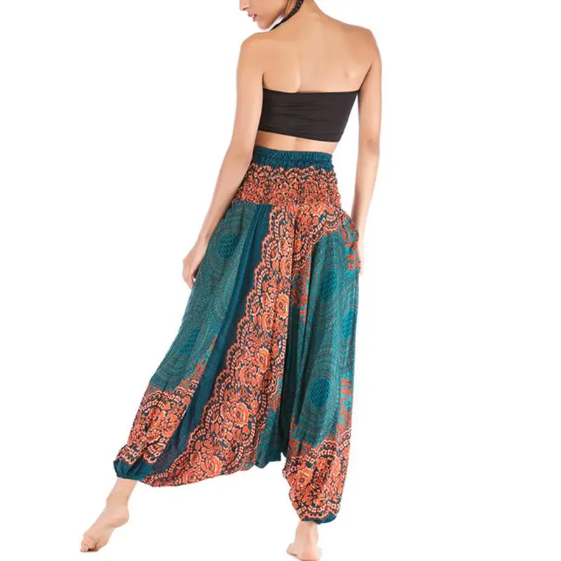 Летние Осенние брюки для женщин, широкие брюки, Boho Aladdin, шаровары, pantalones mujer, свободные богемные штаны с высокой талией