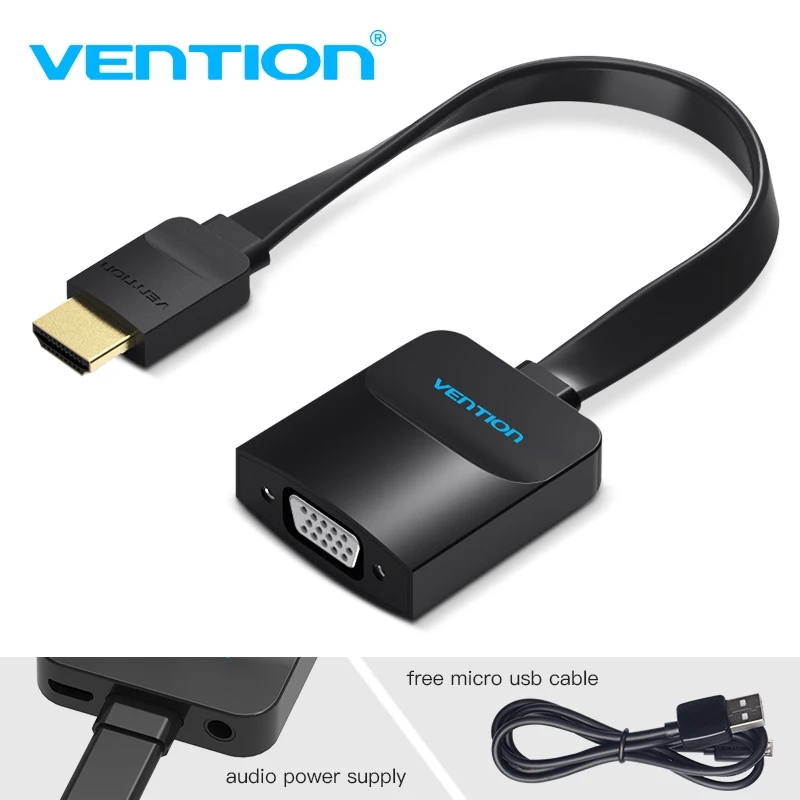 

Vention HDMI to VGA adapter Digital to Analog Video Audio Converter Cable 1080p for Xbox 360 PS3 PS4 PC Laptop TV Box Projector