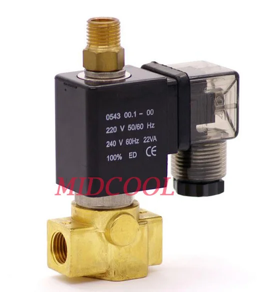 

2 position 3 port Direct acting NC solenoid valve 1/8" 24V DC NBR brass for Pneumatic control systems ,testing equipment