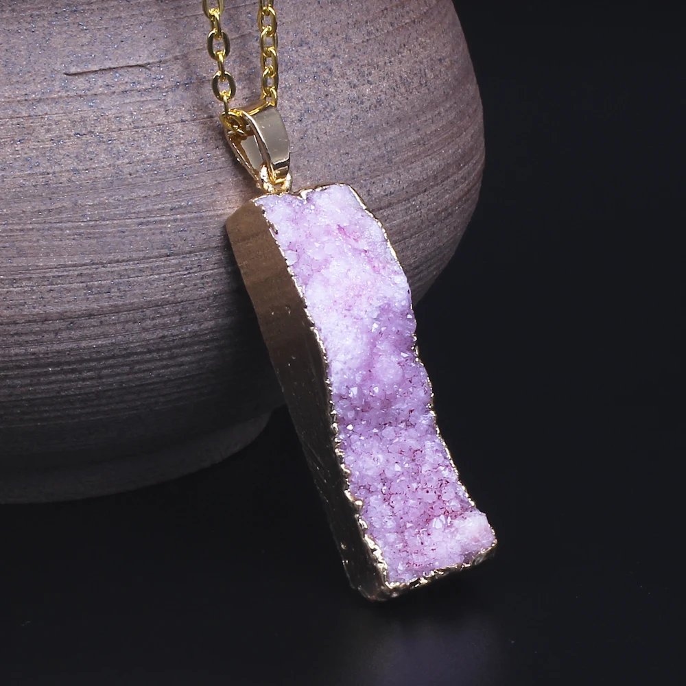 Женское Ожерелье из натурального камня|quartz crystals|pink quartzquartz crystal pendant |