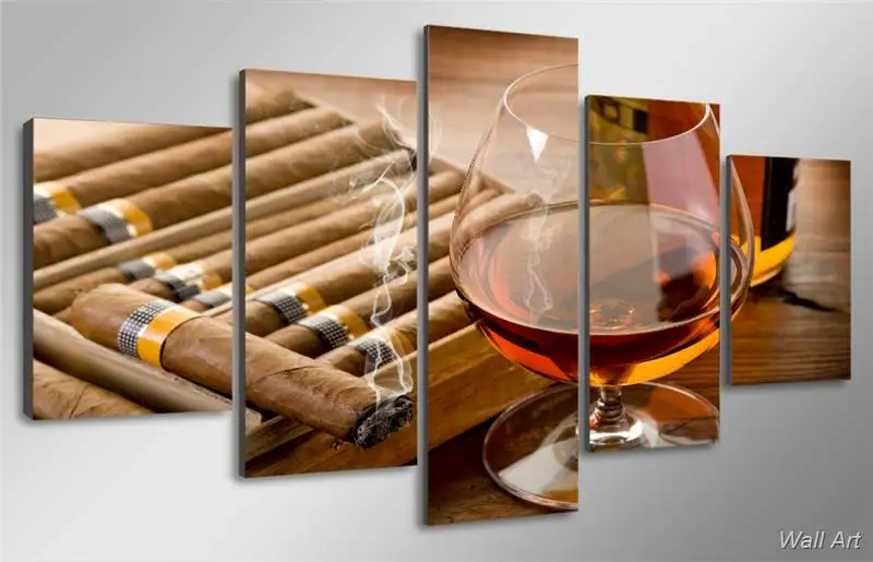 Hd Printed Wine And Cigars Painting Canvas Print Room Decor Poster Picture Free Shipping -92807-YP |