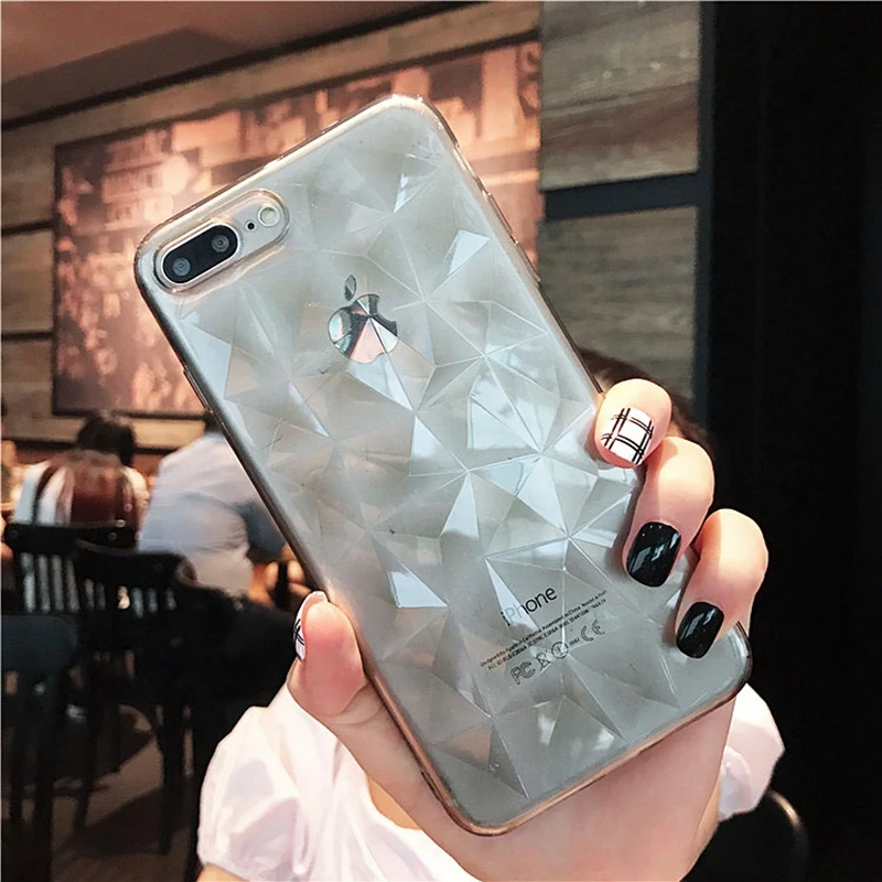 Мягкий Прозрачный 3D чехол с бриллиантами для iphone XS MAX XR X 10 5 SE S 6 7 6s 8 Plus Силиконовый