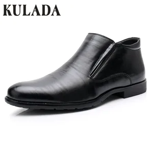 KULADAНовинка; Мужская обувь; кожаные ботинки в деловом стиле; сезон весна-осень; формальное платье; черные ботинки; мужские короткие классические ботинки из плюша
