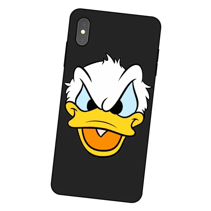 P043 Donald Duck Black Silicone Case Cover For Apple iPhone 11 Pro XR XS Max X 8 7 6 6S Plus 5 5S SE |