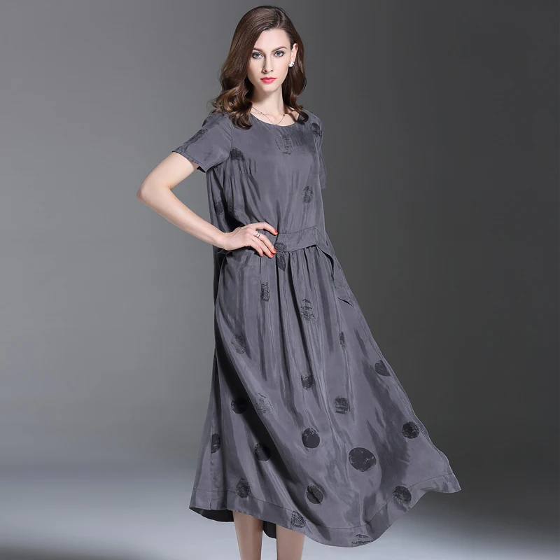 2016 летнее Новое модное женское платье с принтом в горошек короткими рукавами