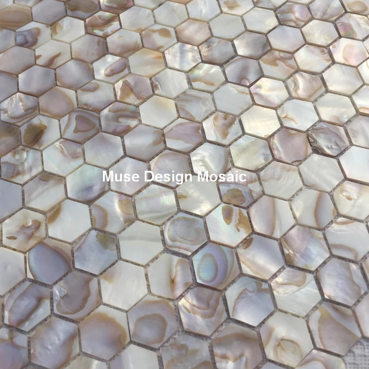 Мозаичная плитка из натуральной белой шестиугольной перламутровой раковины
