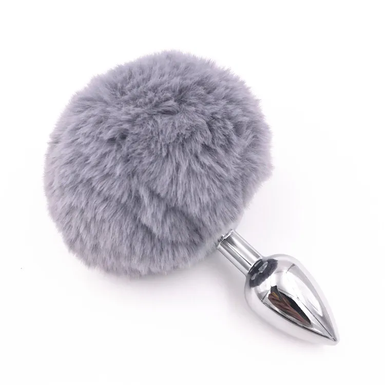 Gray lovely Rabbit tail Bunny Tail stainless steel Woman anal butt Sex products plug sex toy For Women And Men Game Toys | Красота и