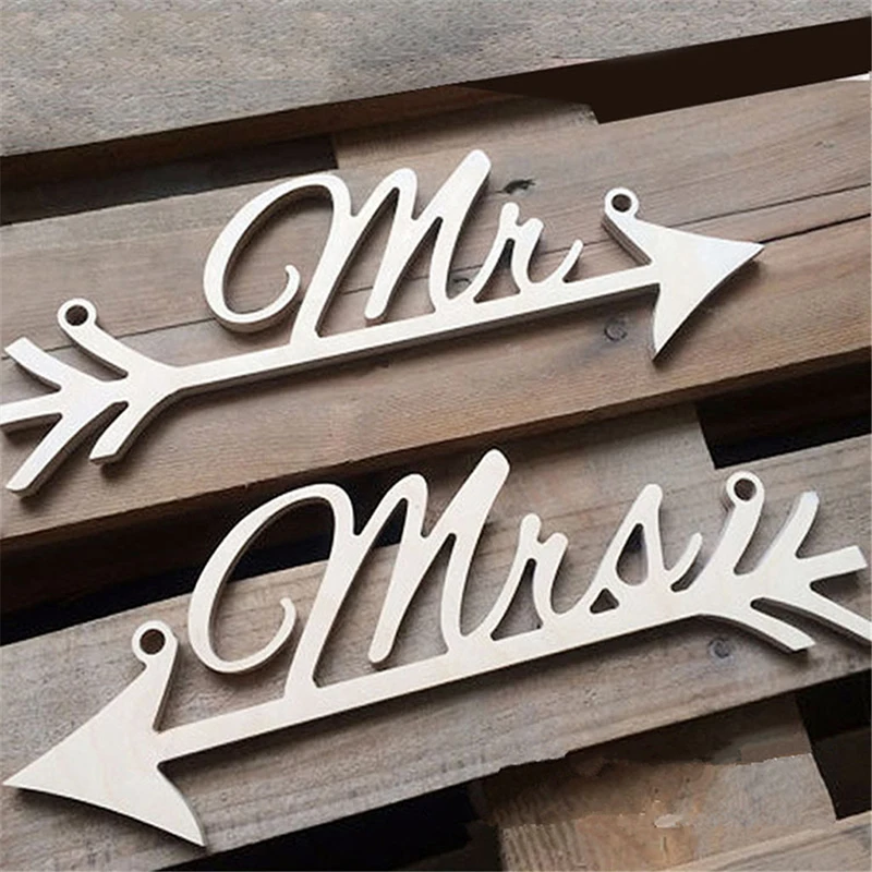 HAOLIVE 1 пара MR & MRS стрелка палец деревянный Свадебный декор резьбой индикатор для
