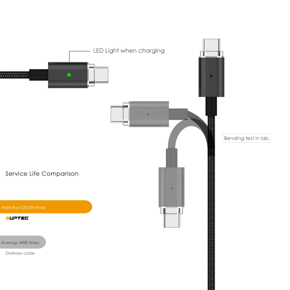 Suptec Тип C USB Магнитный кабель для samsung S8 S9 Xiaomi 4c huawei P10 синхронизации данных магнит