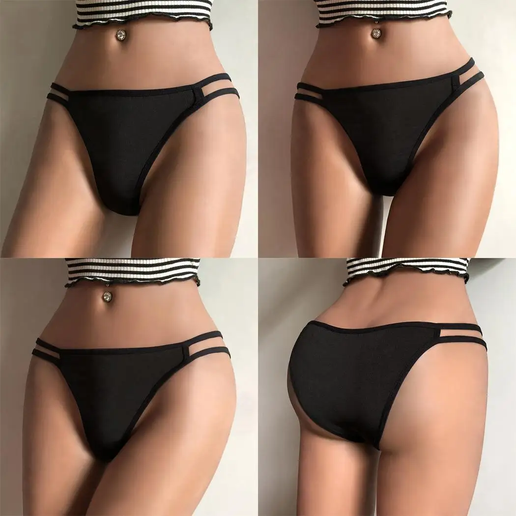 Женские модные однотонные трусы с двойным ремешком сексуальные повседневные