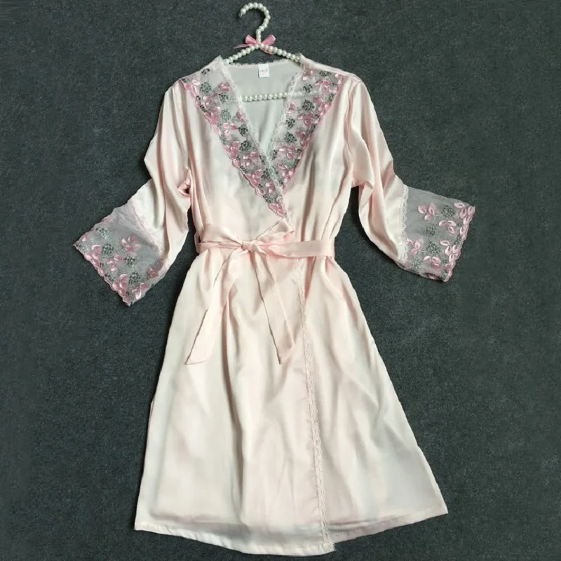 Сексуальные женские кружевные Satin Robe платье однотонные мягкие ночная рубашка