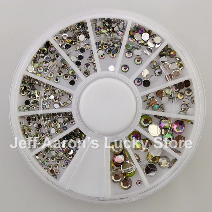 6 шт./лот разноцветные круглые блестящие стразы с плоской спинкой для ногтей