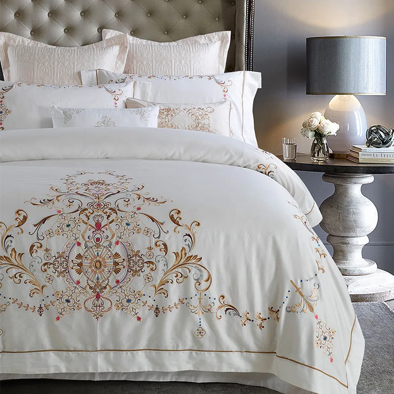 Чисто белый вышитый хлопковый Американский домашний текстиль комплект из