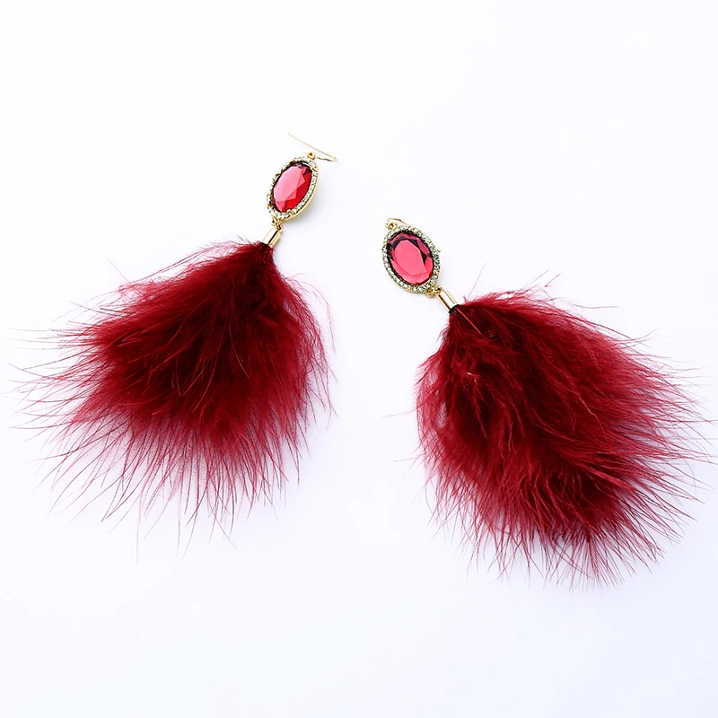 KISS ME Women Feather Earrings Personalized Fashion Big Long Drop Earrings Handmade Jewelry Accessories