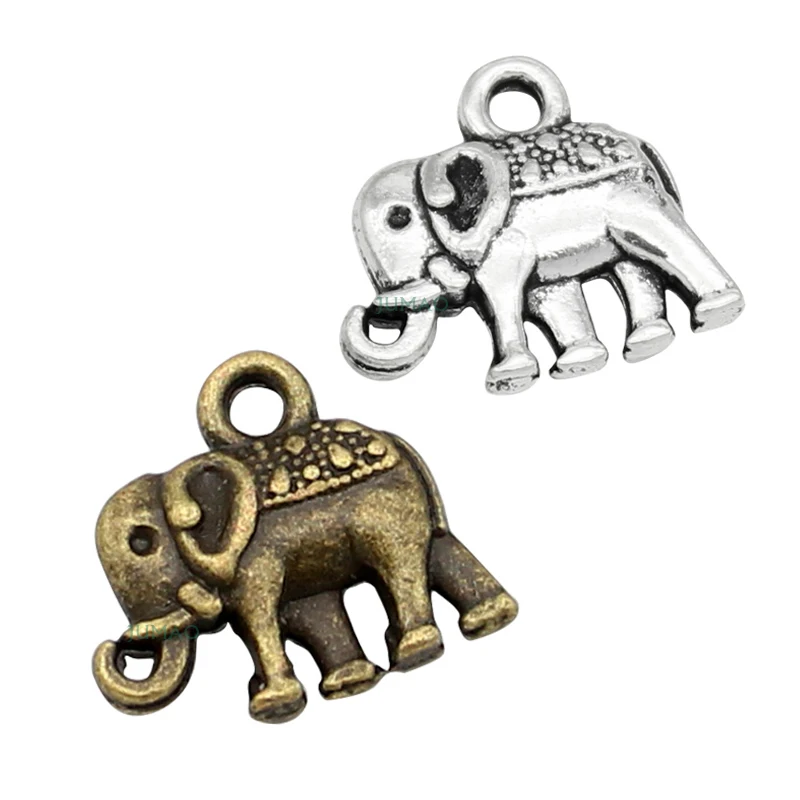 Подвеска в виде слона из античного серебра/бронзы 13 х12 мм 20 шт./лот|charm pendant|elephant