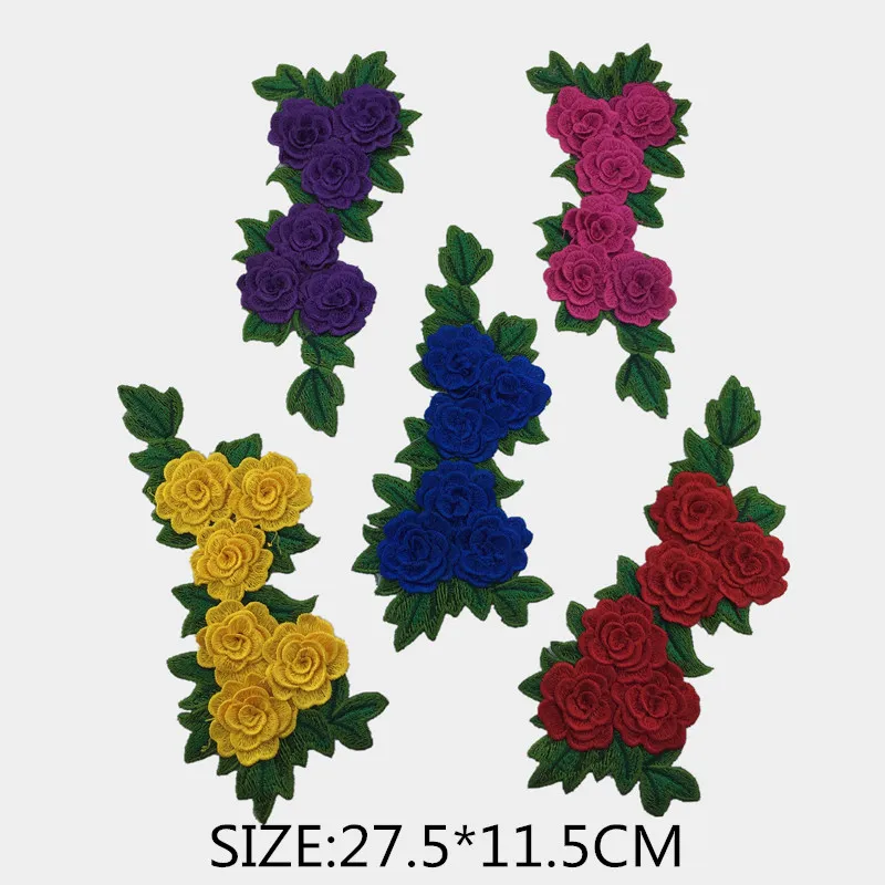 3D розовый цветок розы Цветочная вышивка патч железо на стикер для DIY Одежда