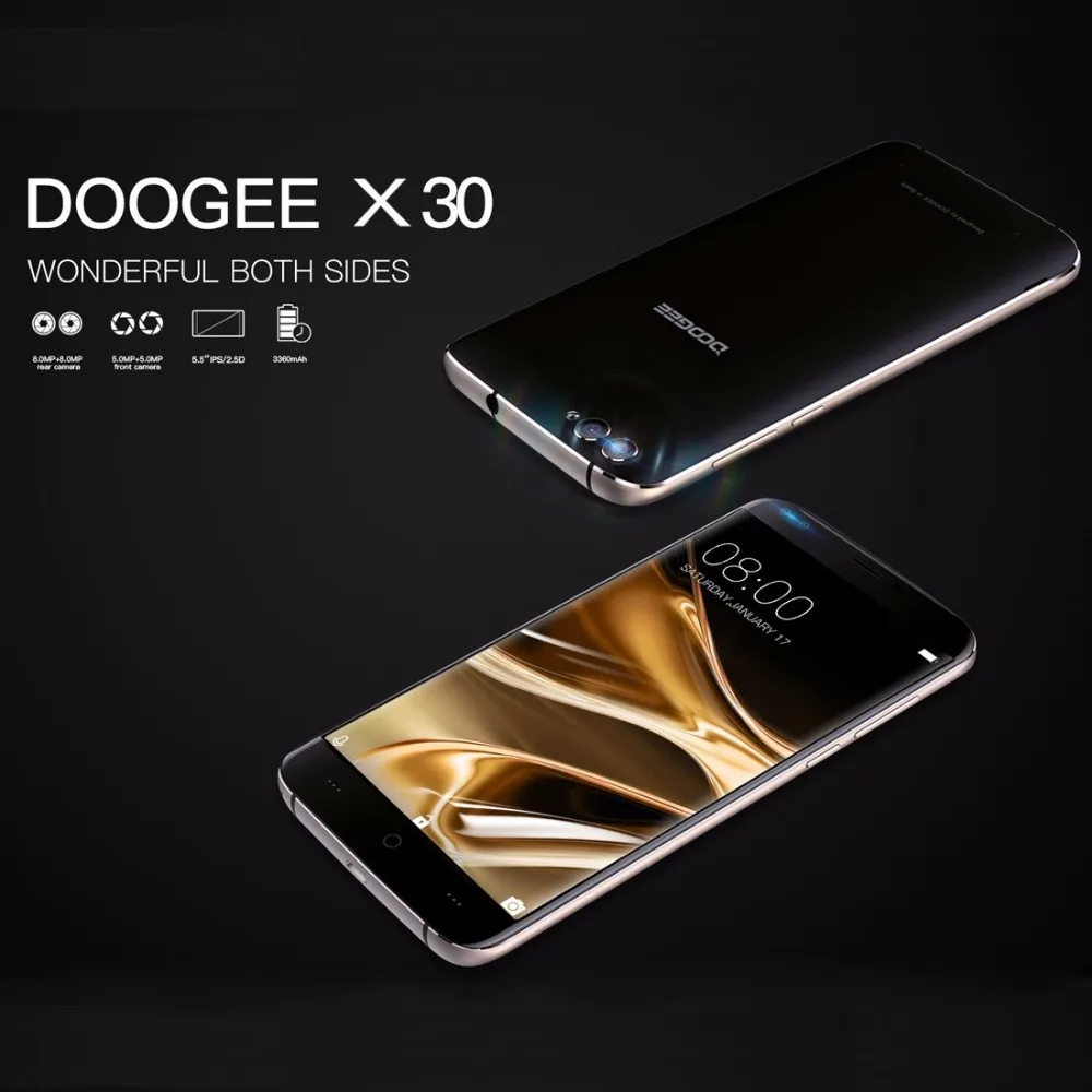 Оригинал DOOGEE X30 Встроенная память 16 ГБ смартфон MTK6580 4 ядра 5.5 дюймов Android 7.0