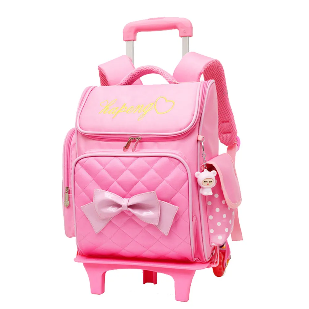 pink 2 Съемный Детский рюкзак с 6 колесами, детские школьные сумки mochilas на колесиках для студенток, школьная сумка на колесиках - Цвет: pink 2