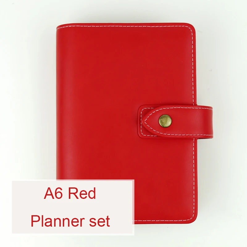 A6 Red set Имитация кожаный блокнот-органайзер винтажные канцелярские принадлежности А5 А6 органайзер-органайзер с листочками личные дневники школьные принадлежности - Цвет: A6 Red set