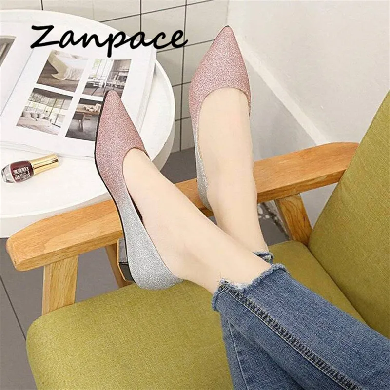 Туфли ZANPACE женские на платформе заостренный носок низкий каблук свадебная обувь