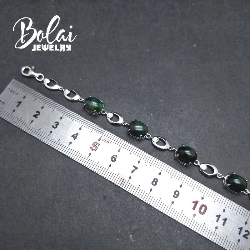 Bolaijewelry натуральный многоцветный черный опал браслет из драгоценных камней