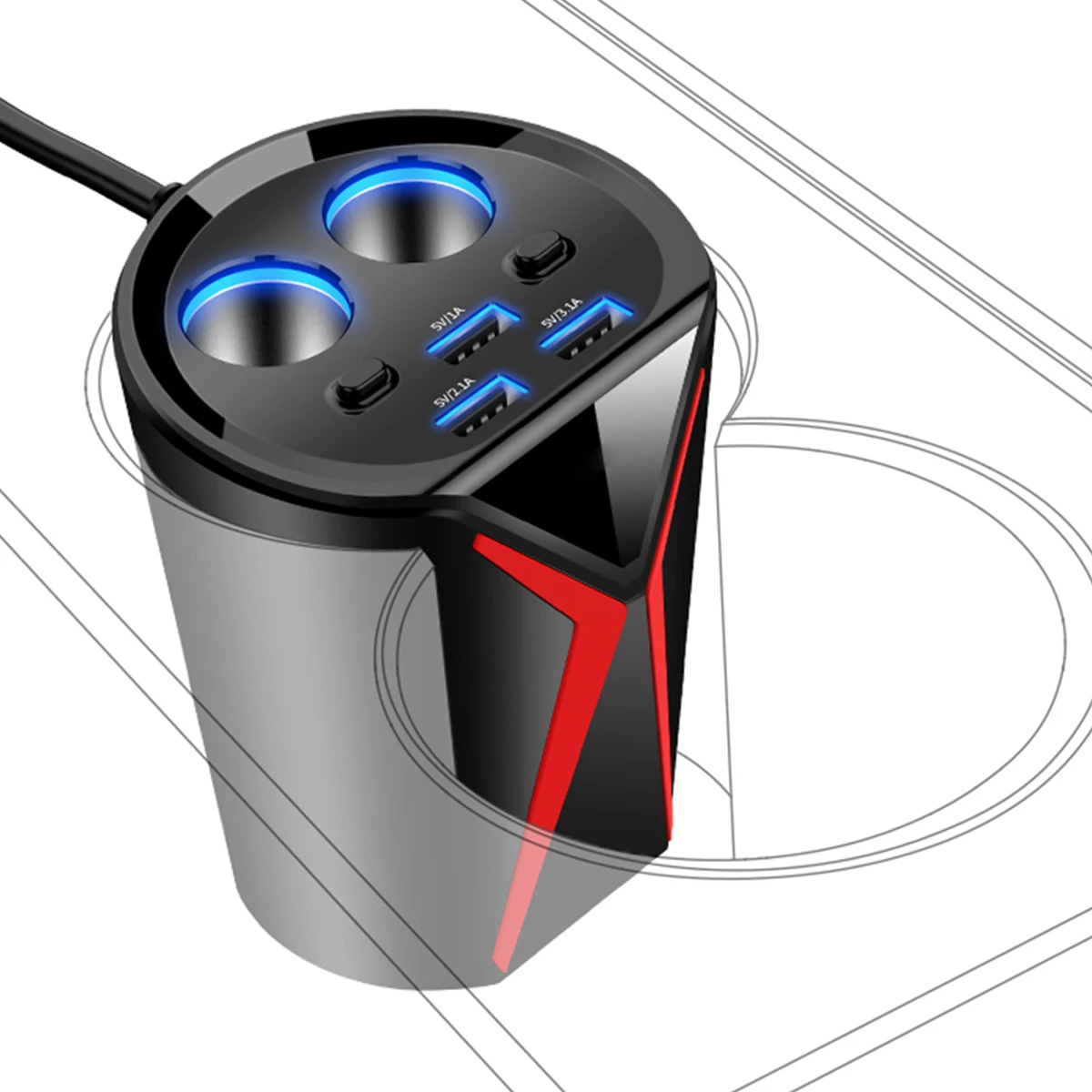 Автомобильное зарядное устройство HY18 с тремя портами USB Интеллектуальное