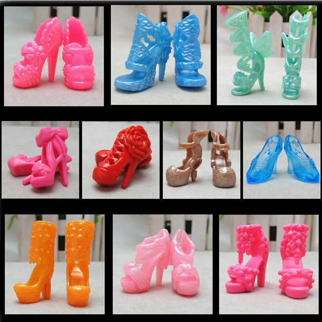 

20pcs/lot Fixed Style Doll Shoes Bandage Bow High Heel Sandals for Doll Accessories Toys Russian Wholesale Randomly Sent