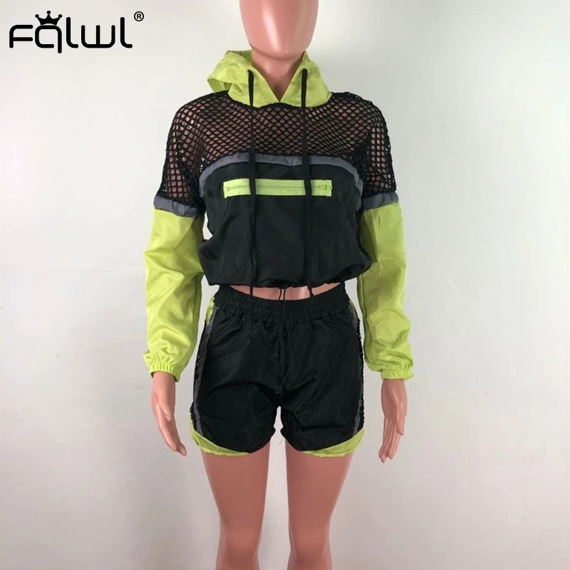 FQLWL комплект из 2 предметов спортивный костюм женская одежда короткий топ с