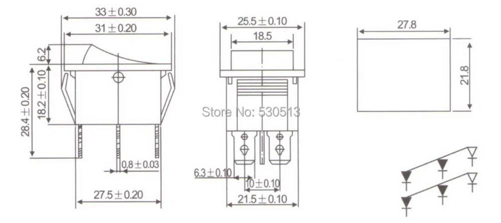 Лот из 5 шт. красный световой 2 позиционный клавишный переключатель 6 Pin 12V AC/DC лодки