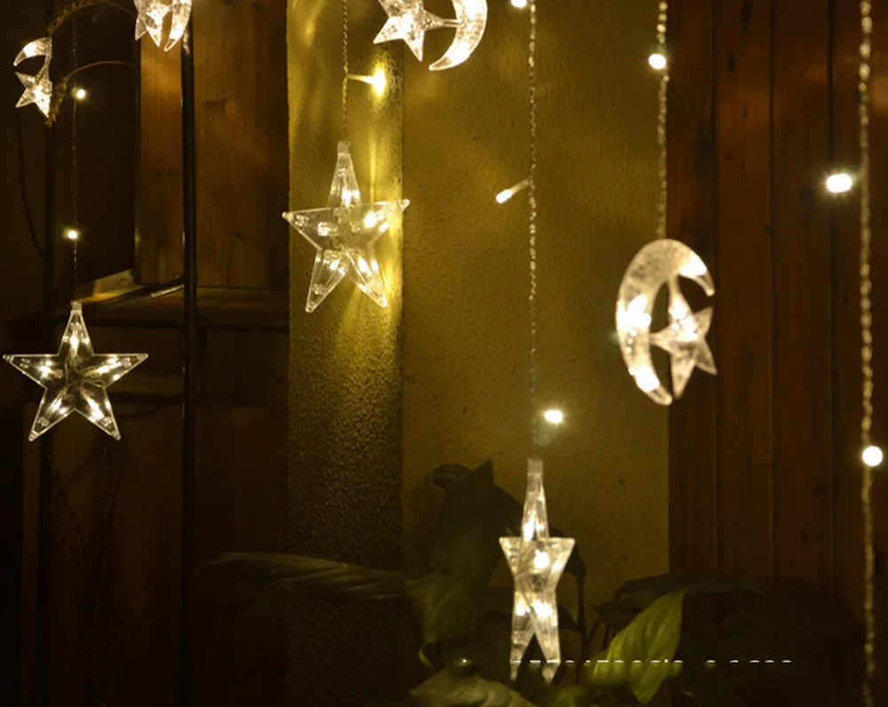 Star Curtain String Lights LED Window Light Moon Drop Shipping | Лампы и освещение