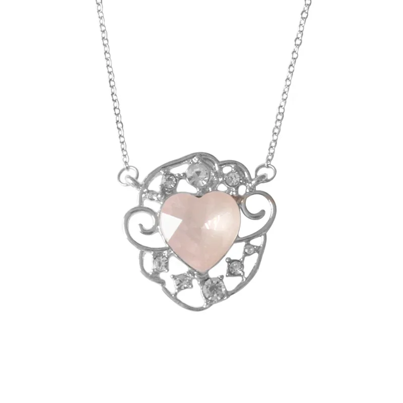 pink heart pendant 16 стилей японская Луна кошка кулон угол крыло ключ палочка Сейлор Мун ожерелье - Окраска металла: pink heart pendant