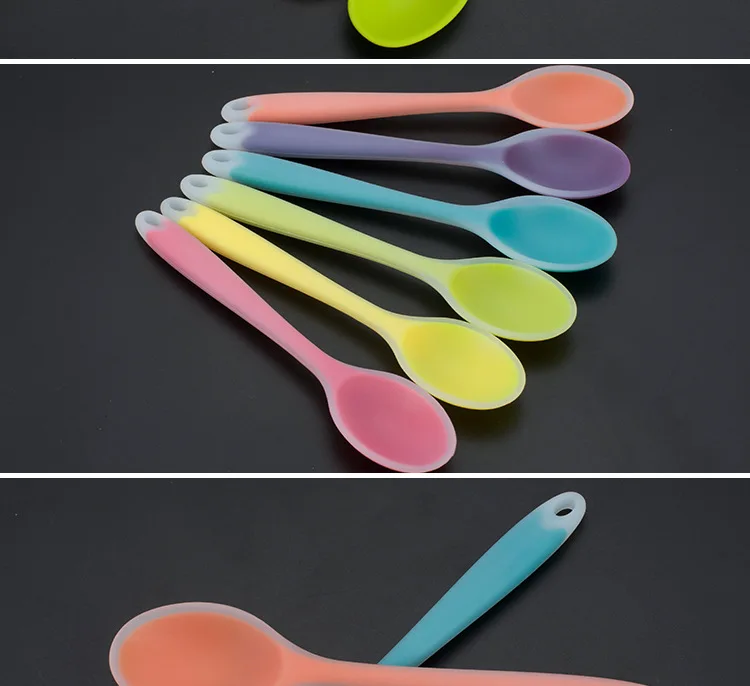 Tableware Spoons Creative Silicone Mini Spoons High Temperature Resistant Silicone Spoons Safety silica Gel