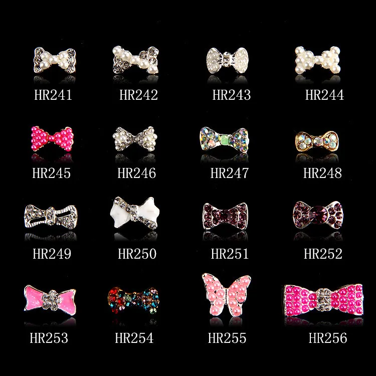 

2000pcs Wholesale Price 3D Pink Strass Rhinestones Nail Art Resin Decoration Bow Tie decorative tools for nails 3d nail jewelry