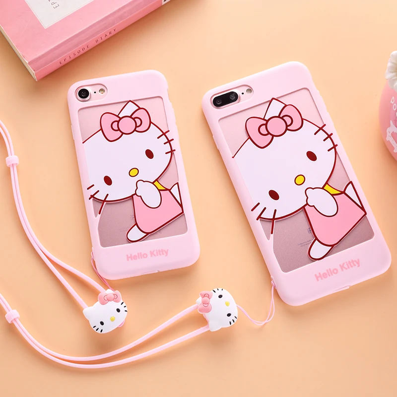 Для iphone 7/7 plus полый Doraemon чехол для 5 5S 6 6S Мягкий с мультяшным розовым котом девочек