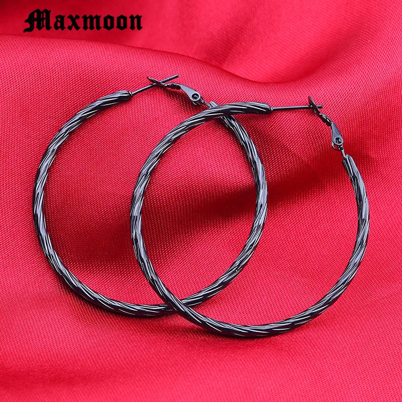 Серьги-кольца Maxmoon женские из нержавеющей стали простые большие круглые