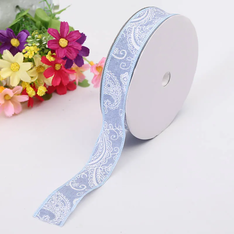 New Craft Supplies Trendy Ribbon 2.5cm Denim Large Waist Pattern Silk Sewing Costume Wedding Decoration Gift Packaging | Дом и сад