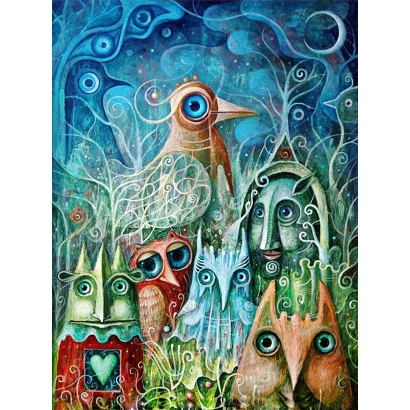

Diamond Painting Abstract Animal Owl DIY Diamond Embroidered Mosaic Wall Decorative Painting