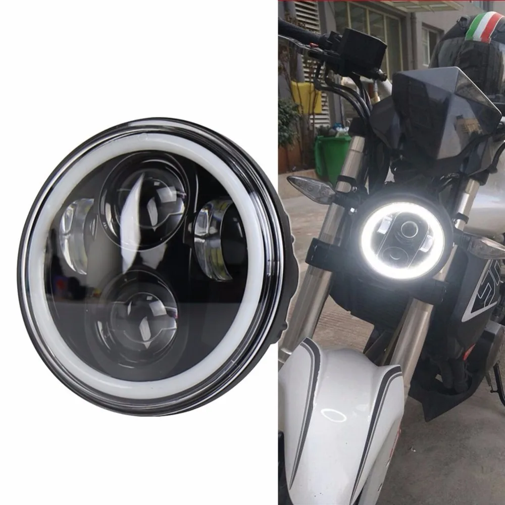 

5 3/4'' LED White Halo Headlight For Harley Sportsters Touring Dyna 5.75 Inch Motorcycle Headlights Angel eyes